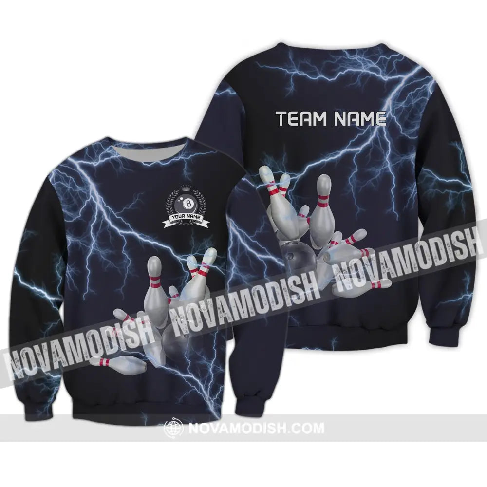 Unisex Shirt - Custom Name And Team Name Shirt - Thunder Bowling Balls Long Sleeve / S T-shirt