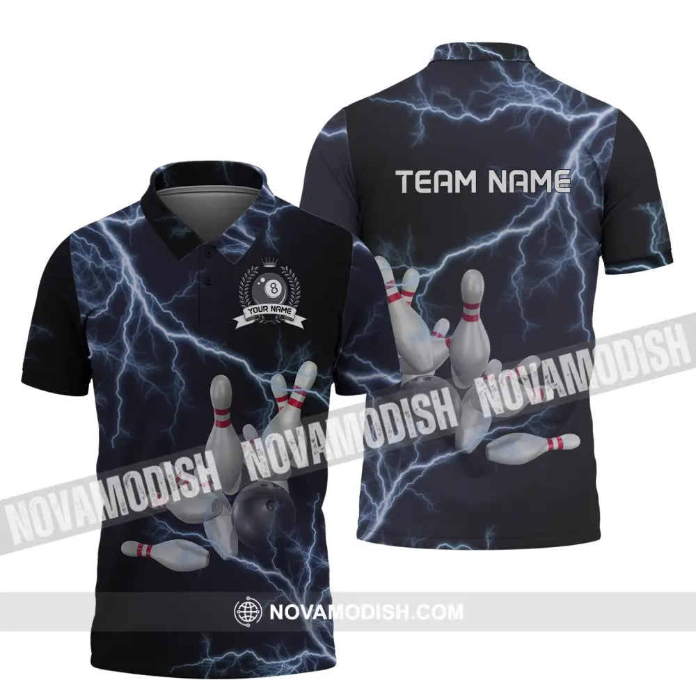 Unisex Shirt - Custom Name And Team Name Shirt - Thunder Bowling Balls Polo Shirt / S T-shirt