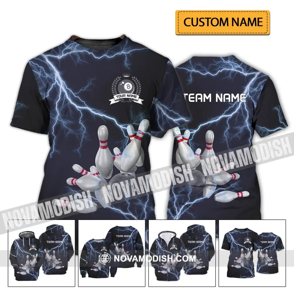 Unisex Shirt - Custom Name And Team Name Shirt - Thunder Bowling Balls T-shirt
