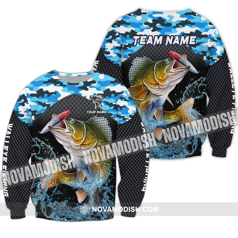 Unisex Shirt - Custom Name And Team Name Shirt Walley Fishing Long Sleeve / S T-shirt
