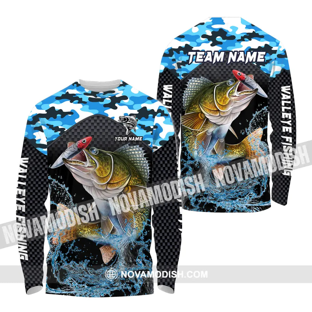 Unisex Shirt - Custom Name And Team Name Shirt Walley Fishing Long Sleeve Shirt / S T-shirt