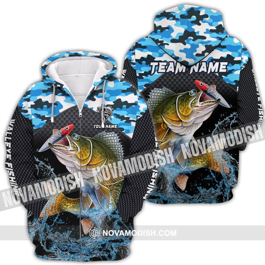 Unisex Shirt - Custom Name And Team Name Shirt Walley Fishing Zipper Hoodie / S T-shirt