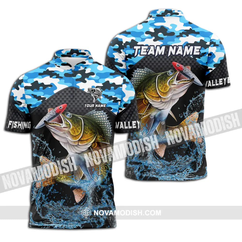 Unisex Shirt - Custom Name And Team Name Shirt Walley Fishing Zipper Polo Shirt / S T-shirt