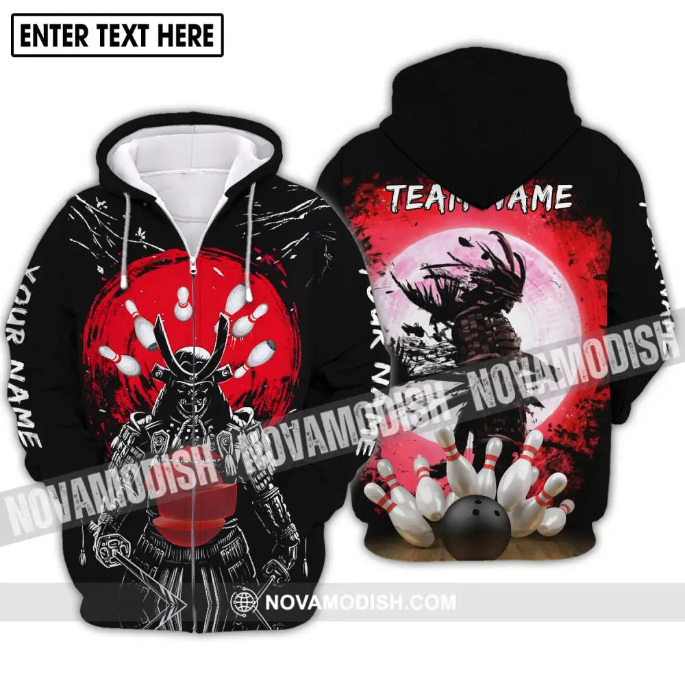 Unisex Shirt - Custom Name And Team Name Shirt Warriors Bowling Shirt Zipper Hoodie / S T-shirt