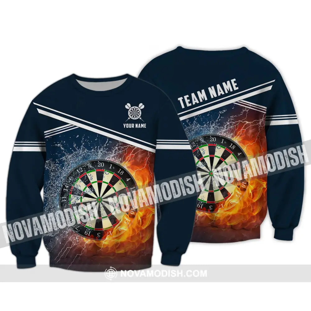 Unisex Shirt - Custom Name And Team Name Shirt Water Fire Darts Shirt Long Sleeve / S T-shirt