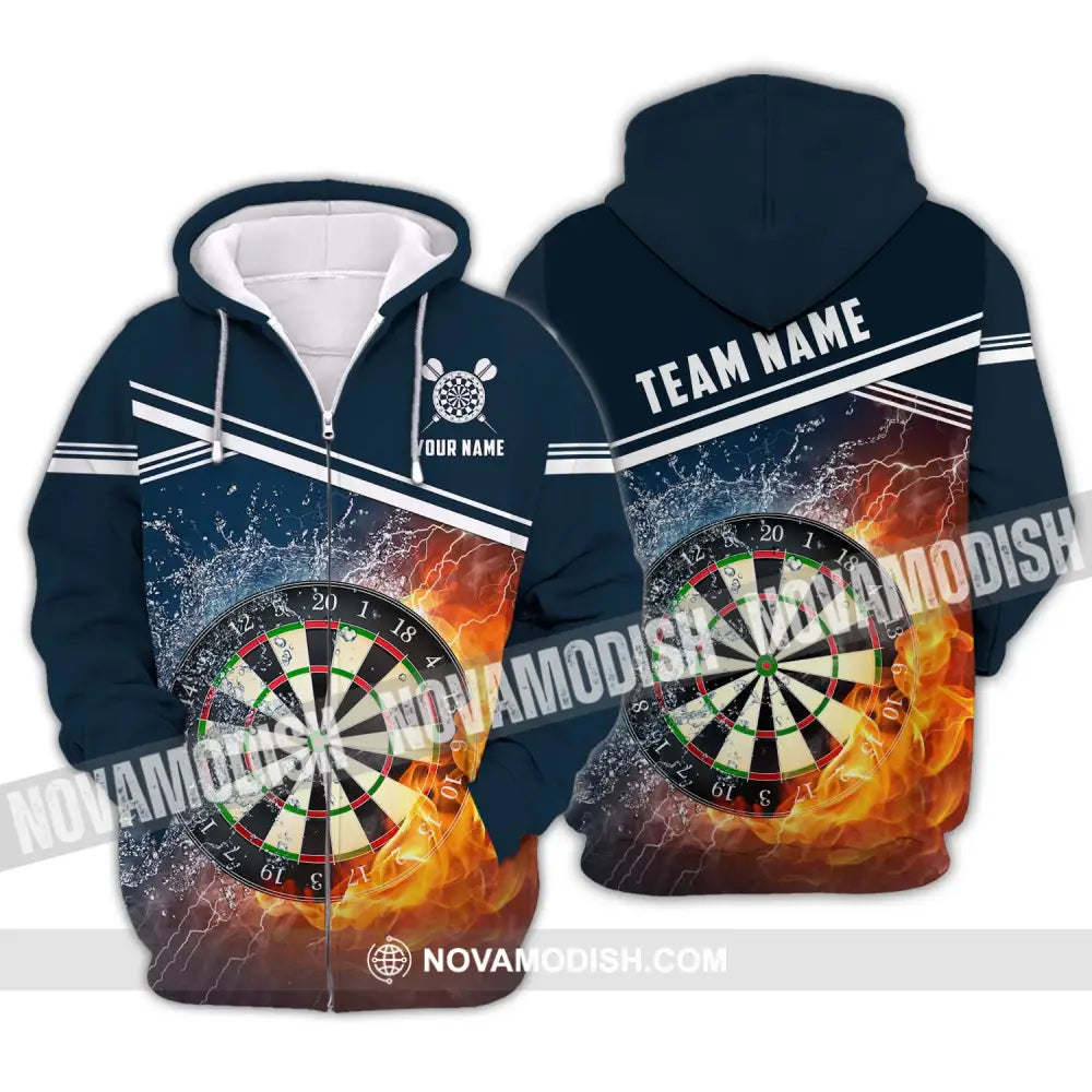 Unisex Shirt - Custom Name And Team Name Shirt Water Fire Darts Shirt Zipper Hoodie / S T-shirt