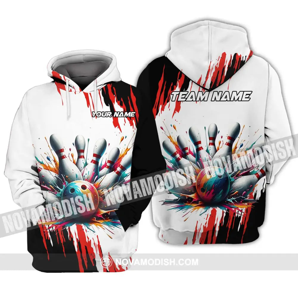 Unisex Shirt - Custom Name And Team Name Shirt Watercolor Paint Bowling Hoodie / S T-shirt