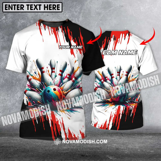 Unisex Shirt - Custom Name And Team Name Shirt Watercolor Paint Bowling T-shirt