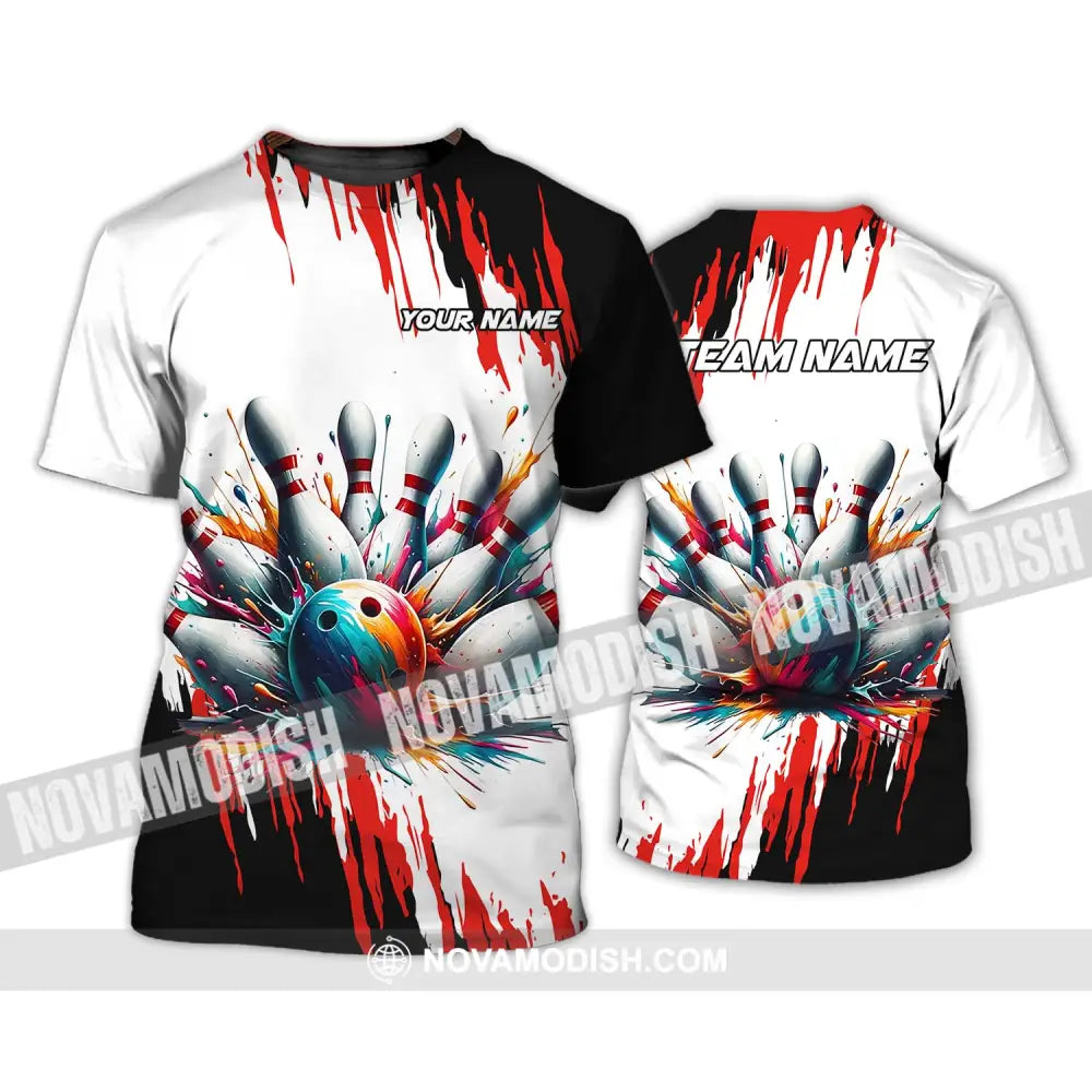 Unisex Shirt - Custom Name And Team Name Shirt Watercolor Paint Bowling T-Shirt / S T-shirt