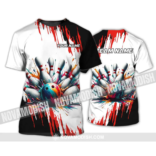 Unisex Shirt - Custom Name And Team Name Shirt Watercolor Paint Bowling T-Shirt / S T-shirt