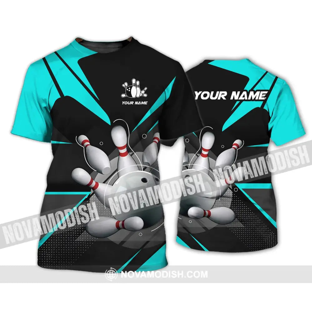 Unisex Shirt - Custom Name And Team Name Shirt White Bowling Ball And Pins T-Shirt / S T-shirt