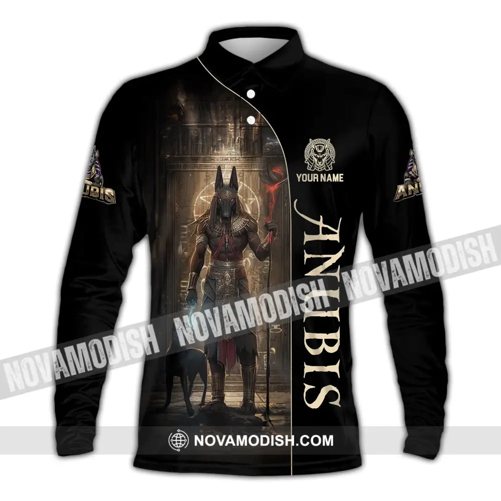 Unisex Shirt Custom Name Anubis Polo Long Sleeve Gift / S T-Shirt