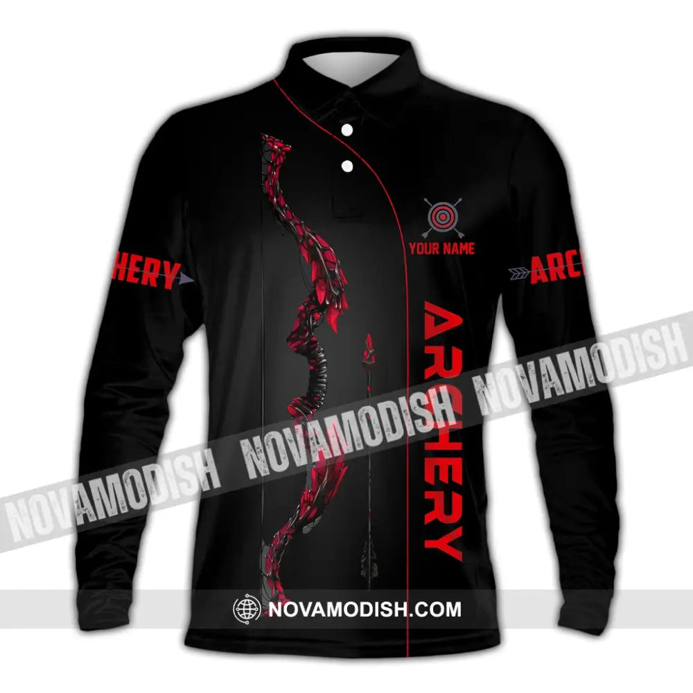 Unisex Shirt Custom Name Archer Archery Polo Long Sleeve Gift / S T-Shirt