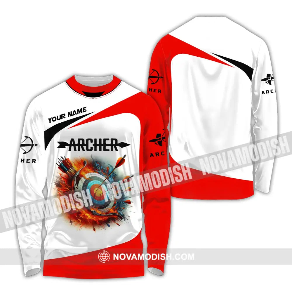 Unisex Shirt Custom Name Archery Gift For Lovers Long Sleeve / S T-Shirt