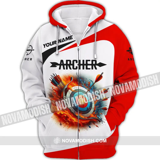 Unisex Shirt Custom Name Archery Gift For Lovers Zipper Hoodie / S T-Shirt