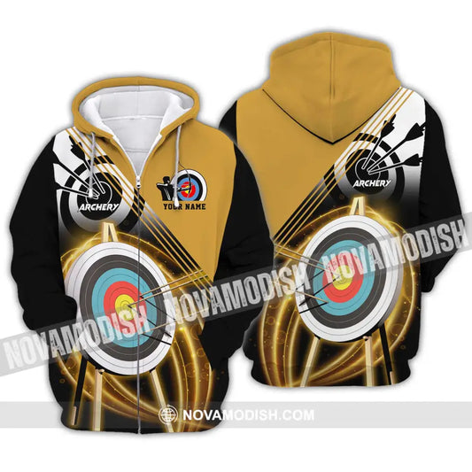 Unisex Shirt - Custom Name Archery Hit The Target Shirt Zipper Hoodie / S T-shirt