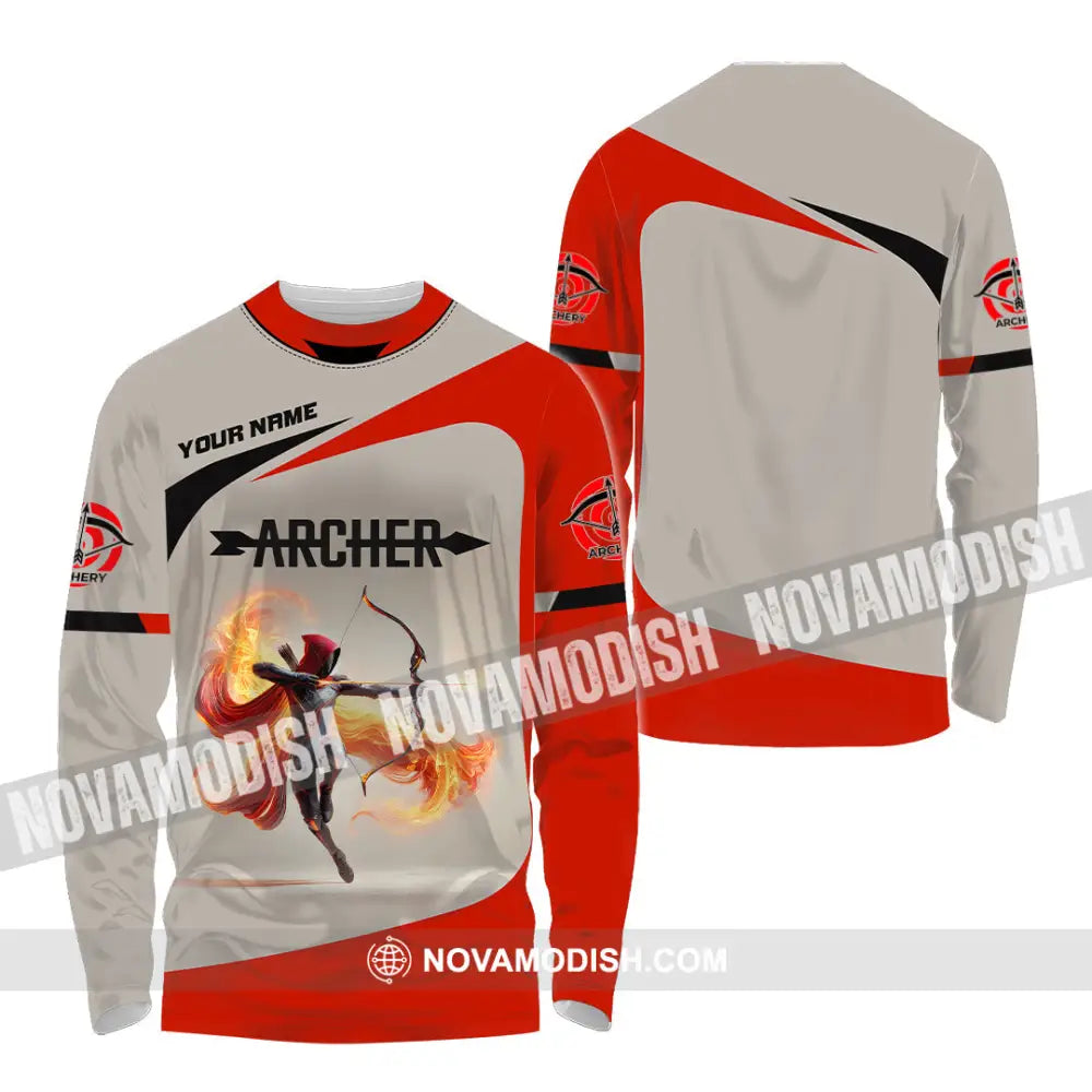 Unisex Shirt Custom Name Archery Polo Long Sleeve Gift / S T-Shirt