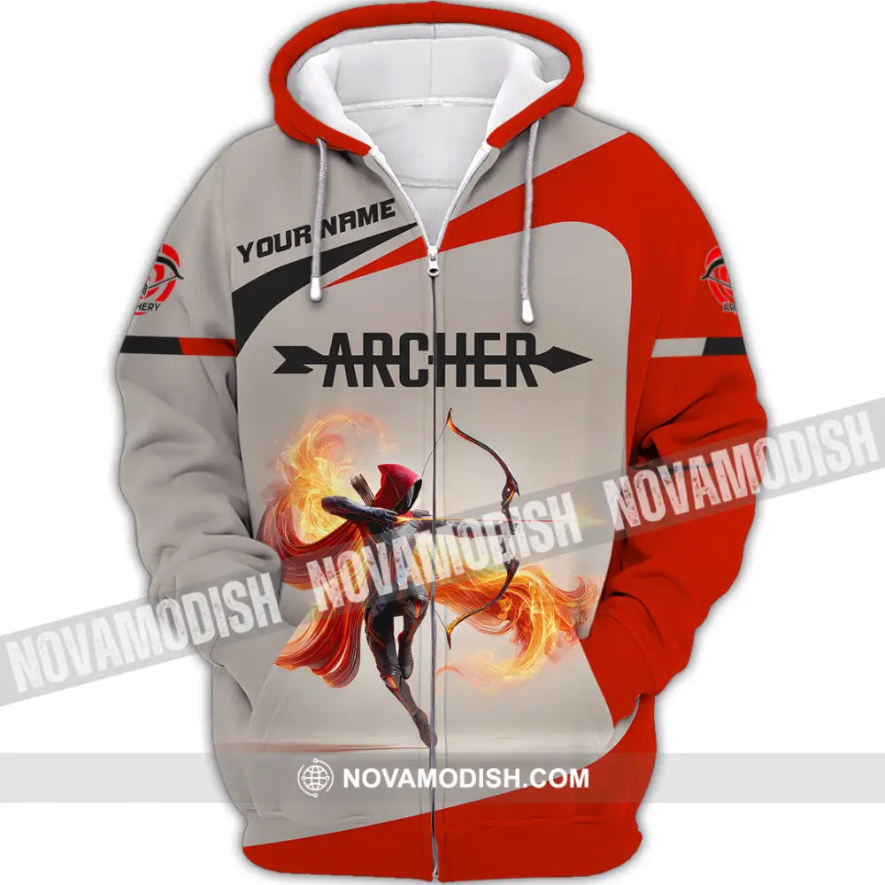 Unisex Shirt Custom Name Archery Polo Long Sleeve Gift Zipper Hoodie / S T-Shirt