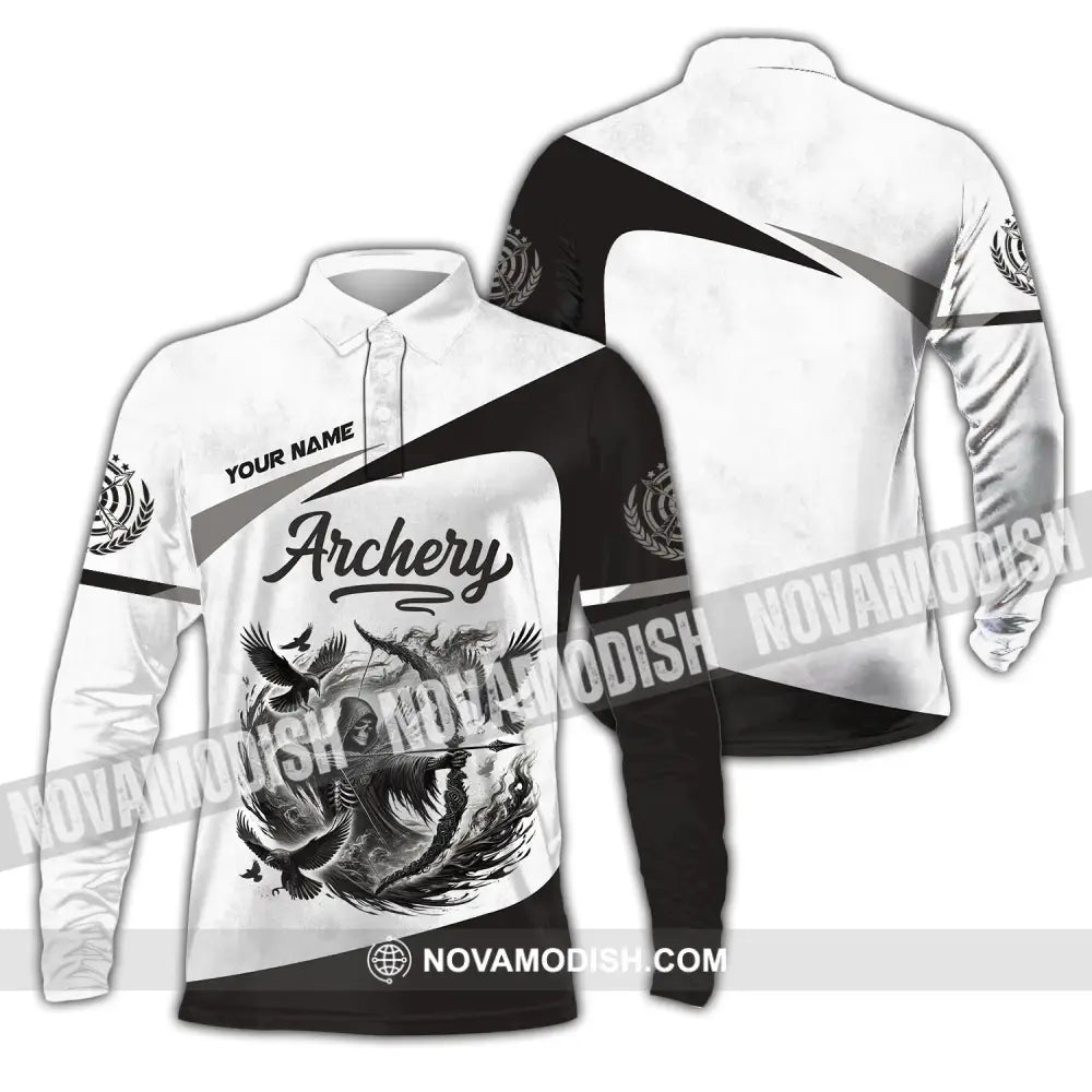 Unisex Shirt Custom Name Archery Polo Long Sleeve Love T-Shirt / S T-Shirt