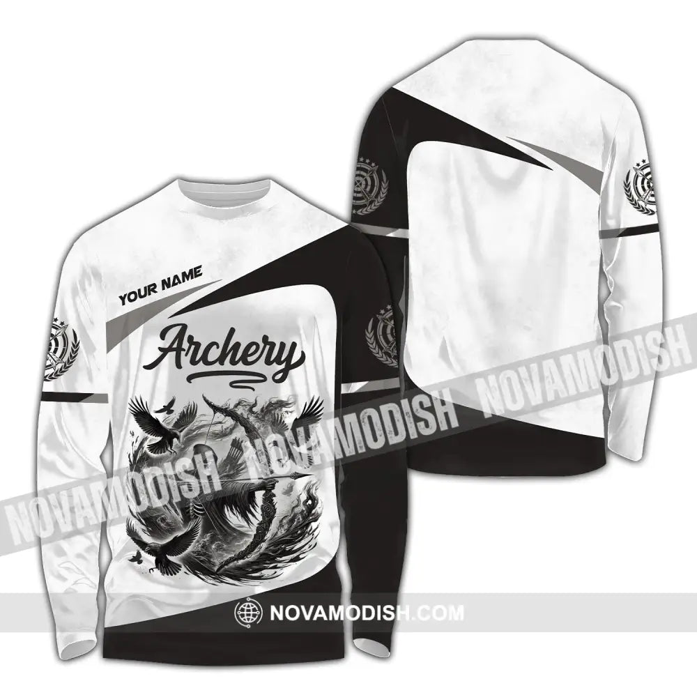 Unisex Shirt Custom Name Archery Polo Long Sleeve Love T-Shirt / S T-Shirt