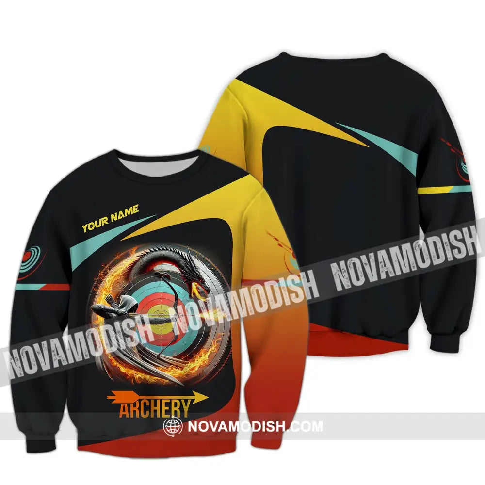 Unisex Shirt Custom Name Archery Polo Long Sleeve Love T-Shirt / S T-Shirt