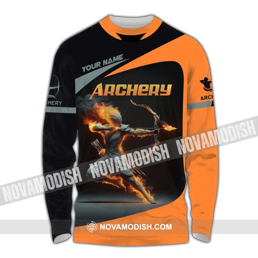 Unisex Shirt Custom Name Archery Polo Long Sleeve Love T-Shirt / S T-Shirt