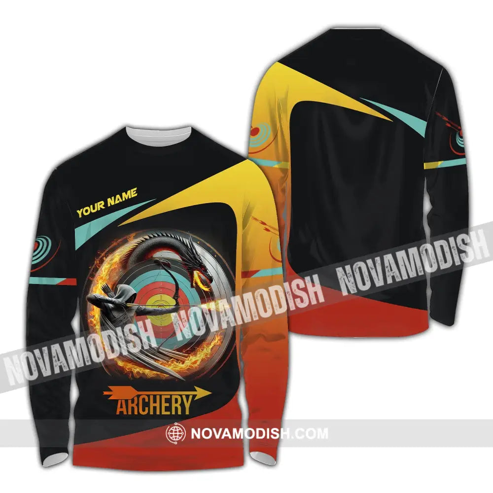 Unisex Shirt Custom Name Archery Polo Long Sleeve Love T-Shirt / S T-Shirt