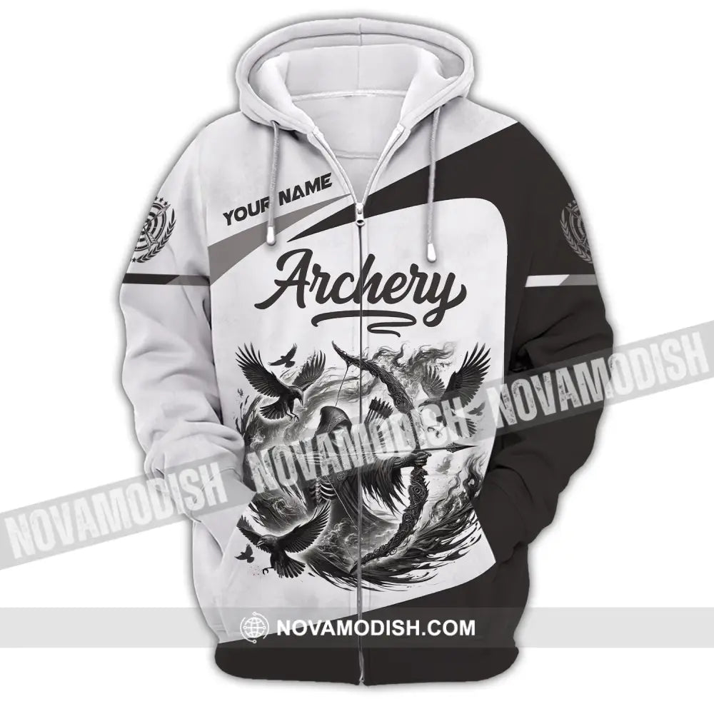 Unisex Shirt Custom Name Archery Polo Long Sleeve Love T-Shirt Zipper Hoodie / S T-Shirt
