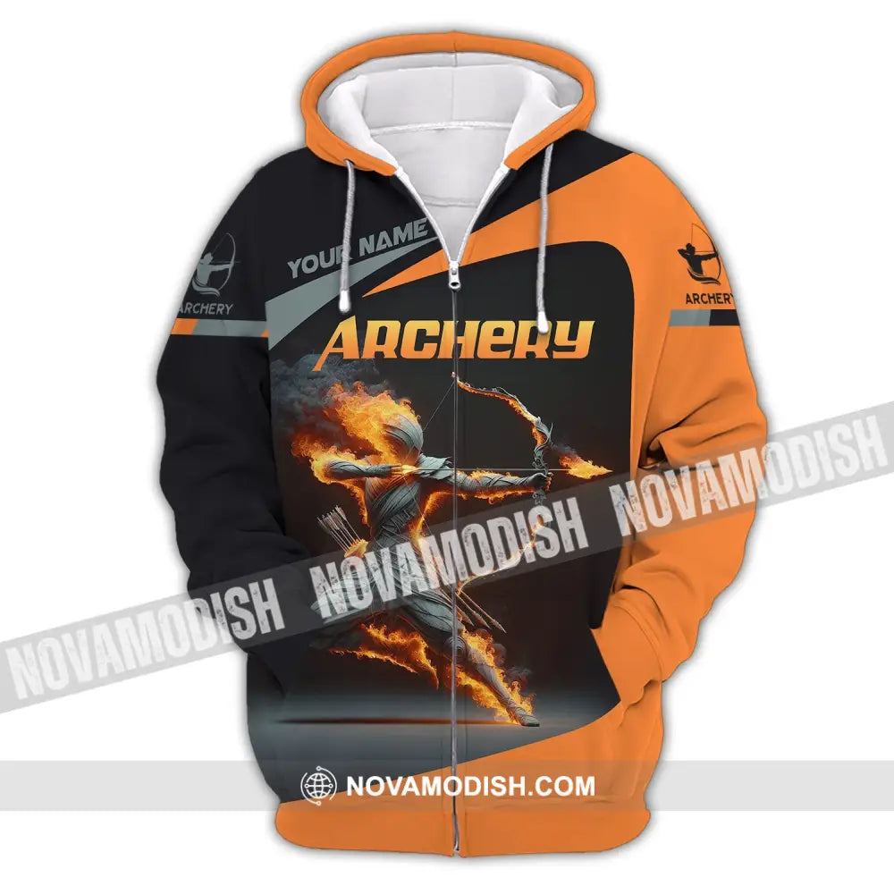 Unisex Shirt Custom Name Archery Polo Long Sleeve Love T-Shirt Zipper Hoodie / S T-Shirt