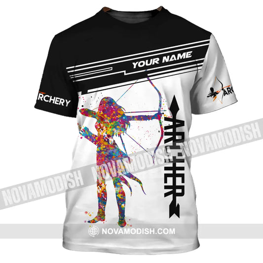 Unisex Shirt - Custom Name Archery Sport Shirt Black And White T-Shirt / S T-shirt