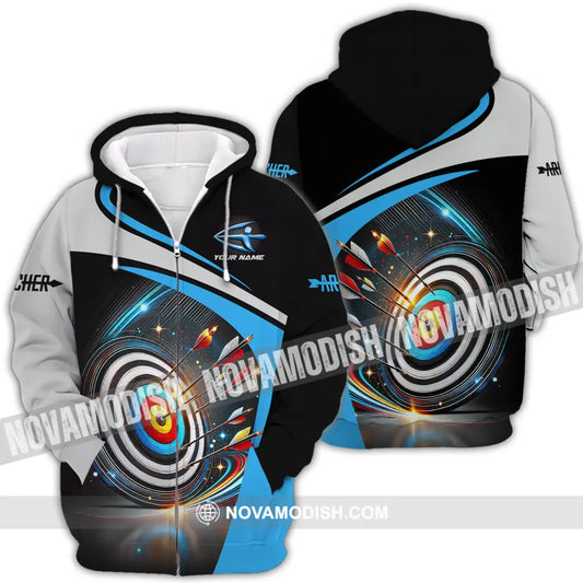 Unisex Shirt - Custom Name Archery Sport Shirt Zipper Hoodie / S T-shirt