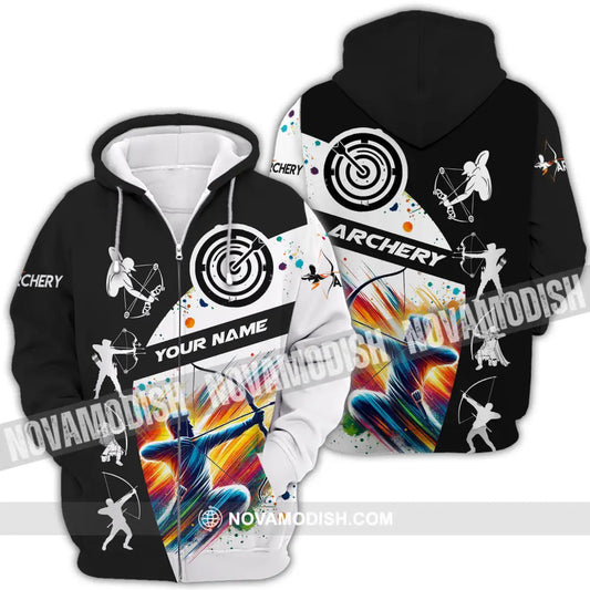 Unisex Shirt - Custom Name Archery Shirt Zipper Hoodie / S T-shirt