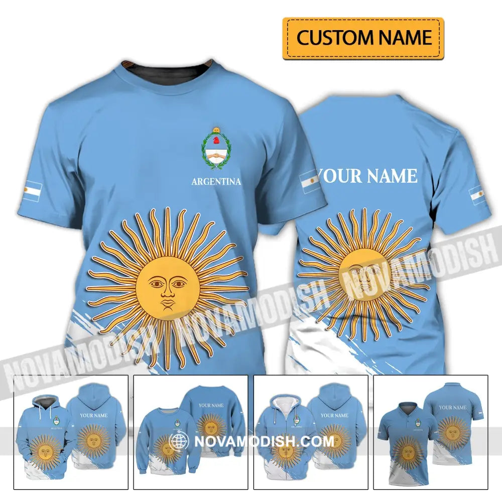 Unisex Shirt - Custom Name Shirt - Argentina Football Fifa World Cup Champions Shirt T-shirt