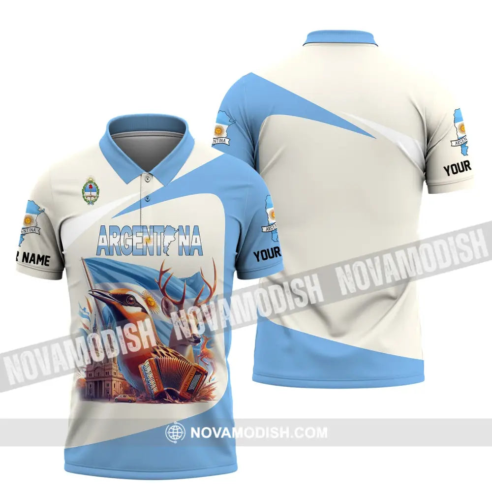 Unisex Shirt Custom Name Argentina Love Polo Long Sleeve Gift / S T-Shirt