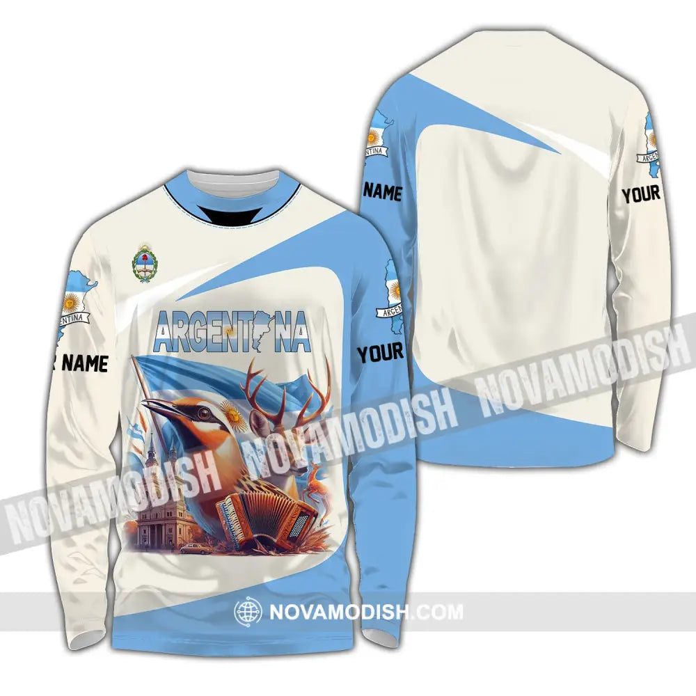 Unisex Shirt Custom Name Argentina Love Polo Long Sleeve Gift / S T-Shirt