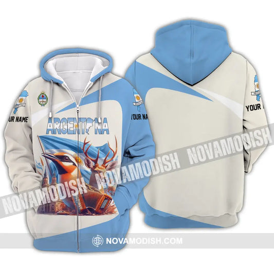 Unisex Shirt Custom Name Argentina Love Polo Long Sleeve Gift Zipper Hoodie / S T-Shirt