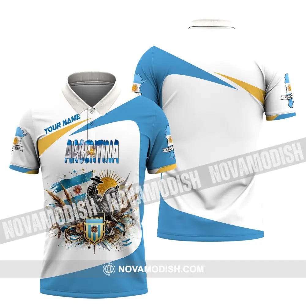 Unisex Shirt Custom Name Argentina Polo Long Sleeve Gift / S T-Shirt