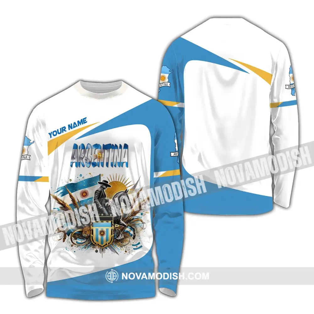 Unisex Shirt Custom Name Argentina Polo Long Sleeve Gift / S T-Shirt