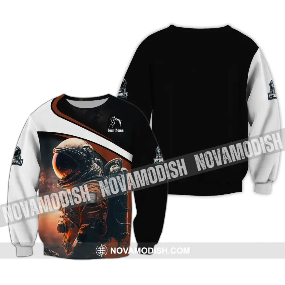 Unisex Shirt Custom Name Astronaut T-Shirt Spaceman Long Sleeve / S