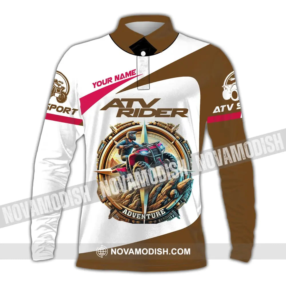 Unisex Shirt Custom Name Atv Rider Polo Long Sleeve / S T-Shirt