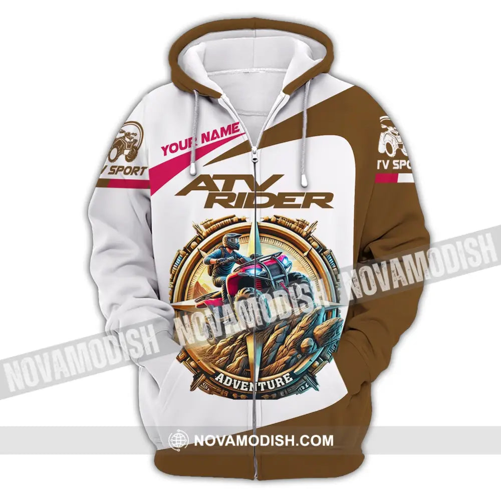 Unisex Shirt Custom Name Atv Rider Polo Long Sleeve Zipper Hoodie / S T-Shirt