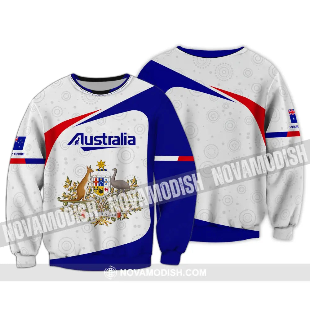 Unisex Shirt Custom Name Australia Hoodie Commonwealth Of T-Shirt Long Sleeve / S