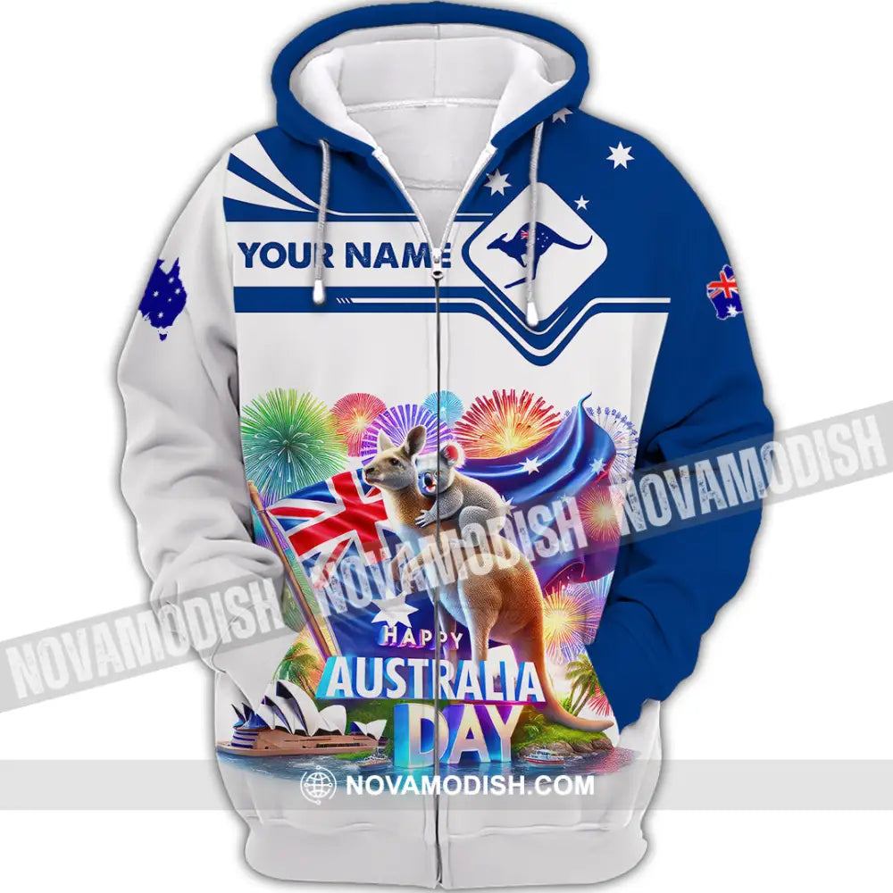 Unisex Shirt Custom Name Australia Lover Gift Zipper Hoodie / S T-Shirt