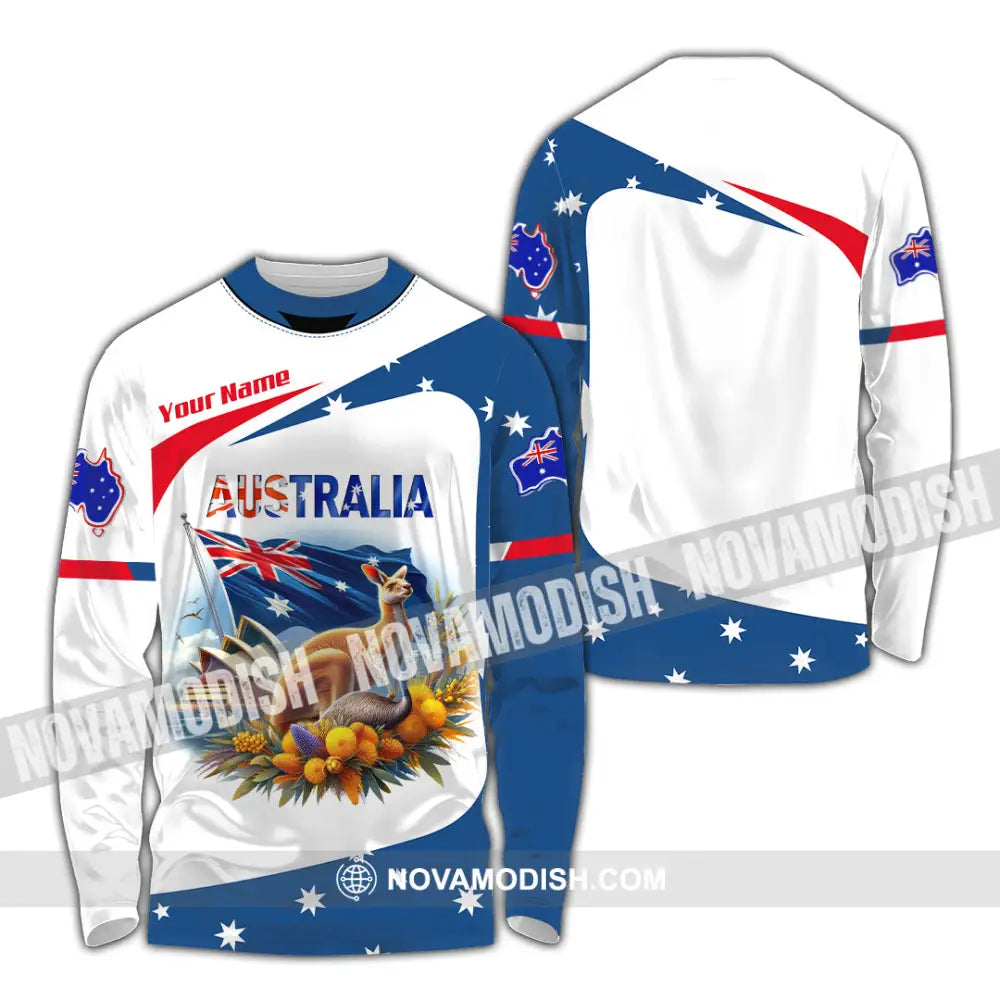 Unisex Shirt Custom Name Australia Lover Polo Long Sleeve Gift / S T-Shirt