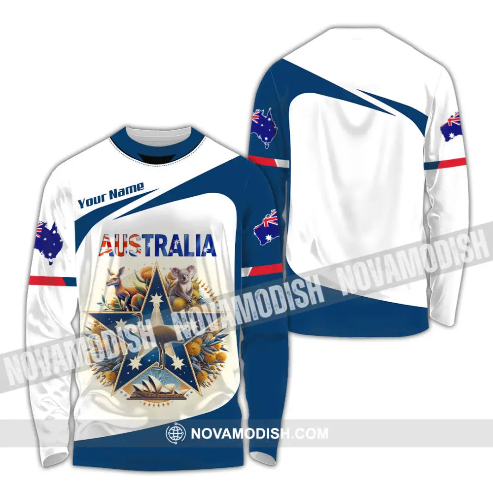 Unisex Shirt Custom Name Australia Lover Polo Long Sleeve Gift / S T-Shirt