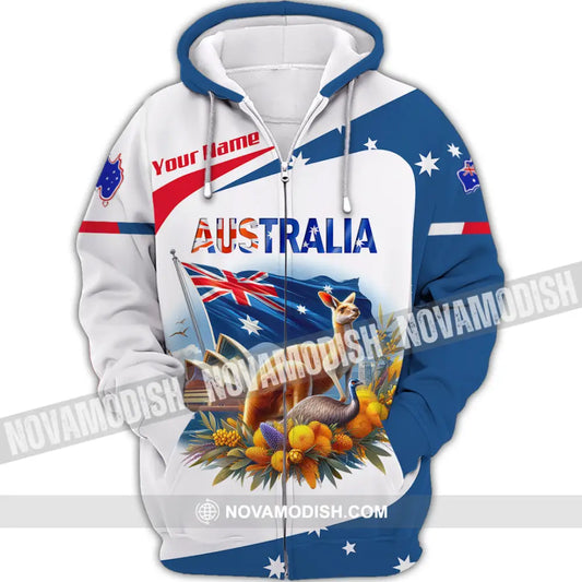 Unisex Shirt Custom Name Australia Lover Polo Long Sleeve Gift Zipper Hoodie / S T-Shirt