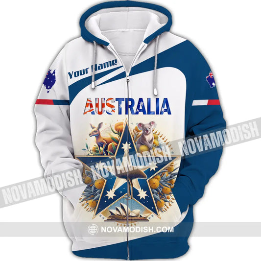 Unisex Shirt Custom Name Australia Lover Polo Long Sleeve Gift Zipper Hoodie / S T-Shirt