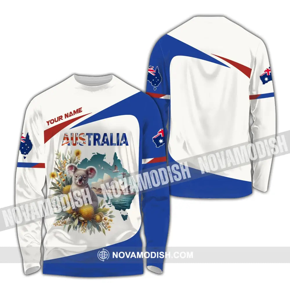 Unisex Shirt Custom Name Australia Polo Long Sleeve Australian Gift / S T-Shirt