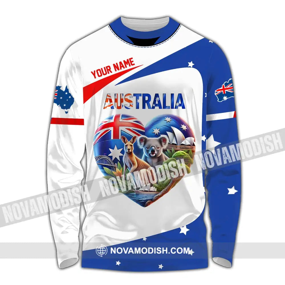 Unisex Shirt Custom Name Australia Polo Long Sleeve Australian Gift / S T-Shirt