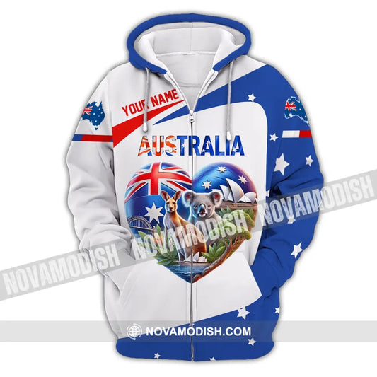 Unisex Shirt Custom Name Australia Polo Long Sleeve Australian Gift Zipper Hoodie / S T-Shirt